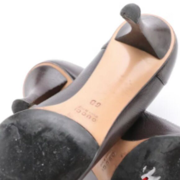 Gucci Brown Leather Pointed-Toe Pumps - Picture 5 of 5